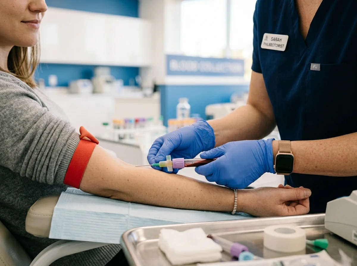 Professional blood draw at Meridian Clinical Laboratories