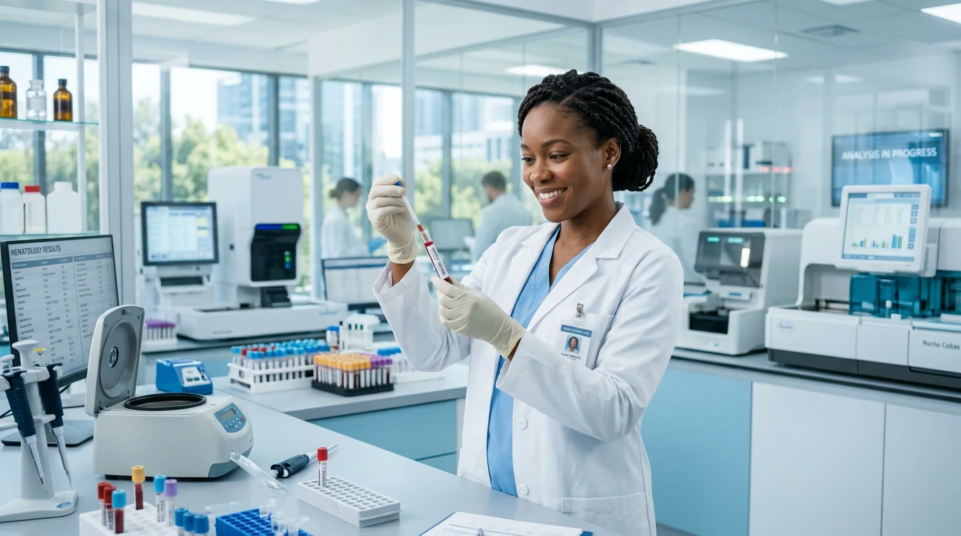 Modern blood testing laboratory at Meridian Clinical Laboratories